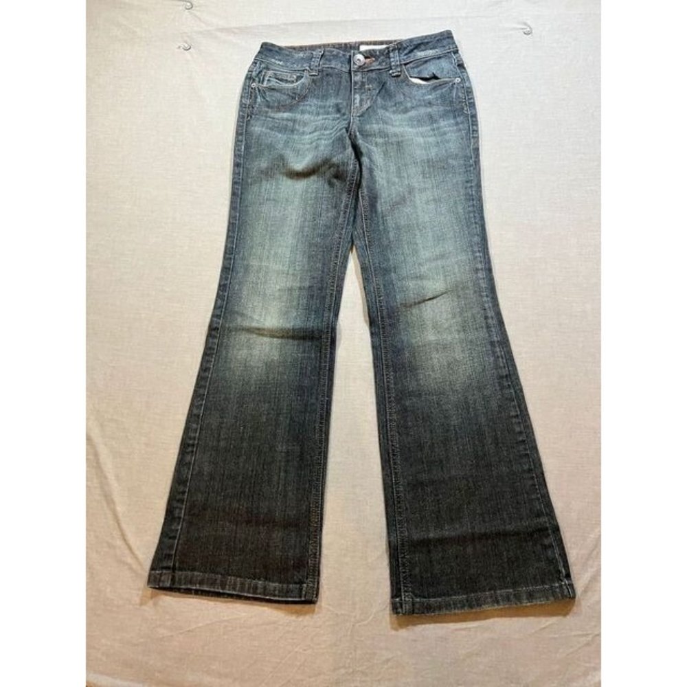 DKNY Jeans Pants Womens 8 Blue Denim Pocketed Belted Boot Cut 30x30.